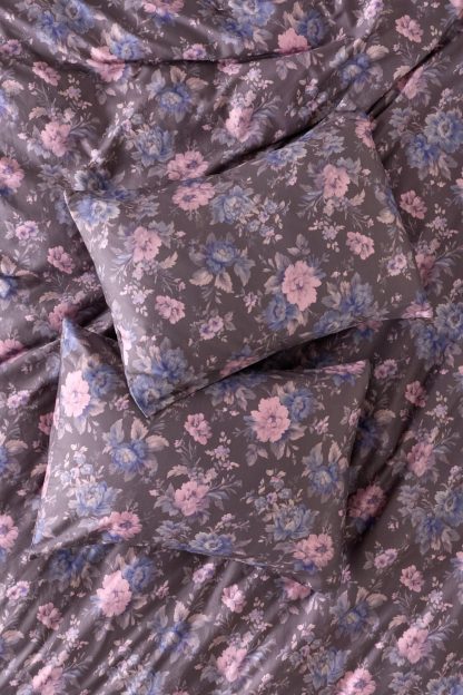 Gemma Floral Printed Cotton Sateen Sham Set - Purple Floral