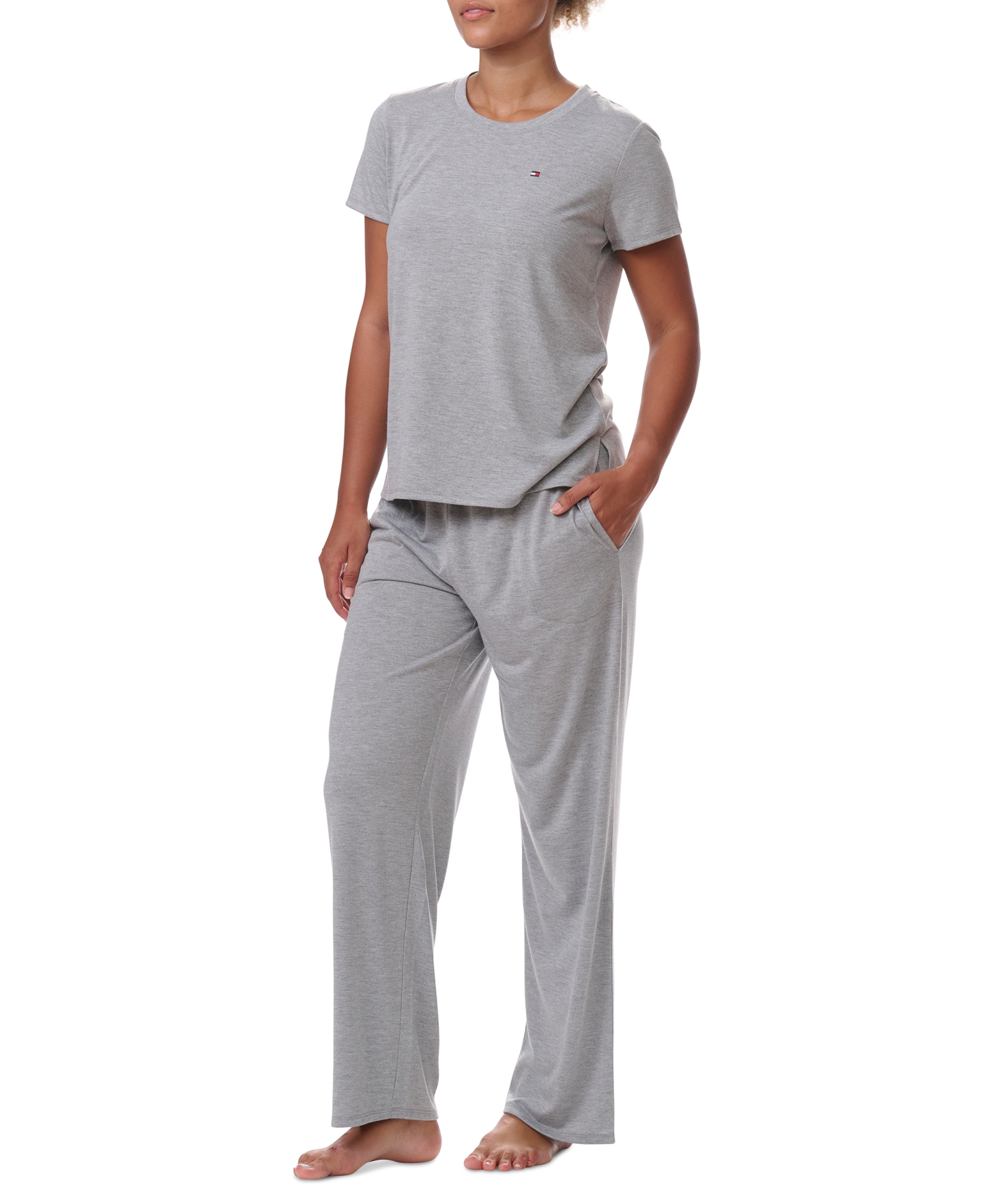 Tommy Hilfiger Women's Short-Sleeve Crewneck Sleep Tee - Heather Grey