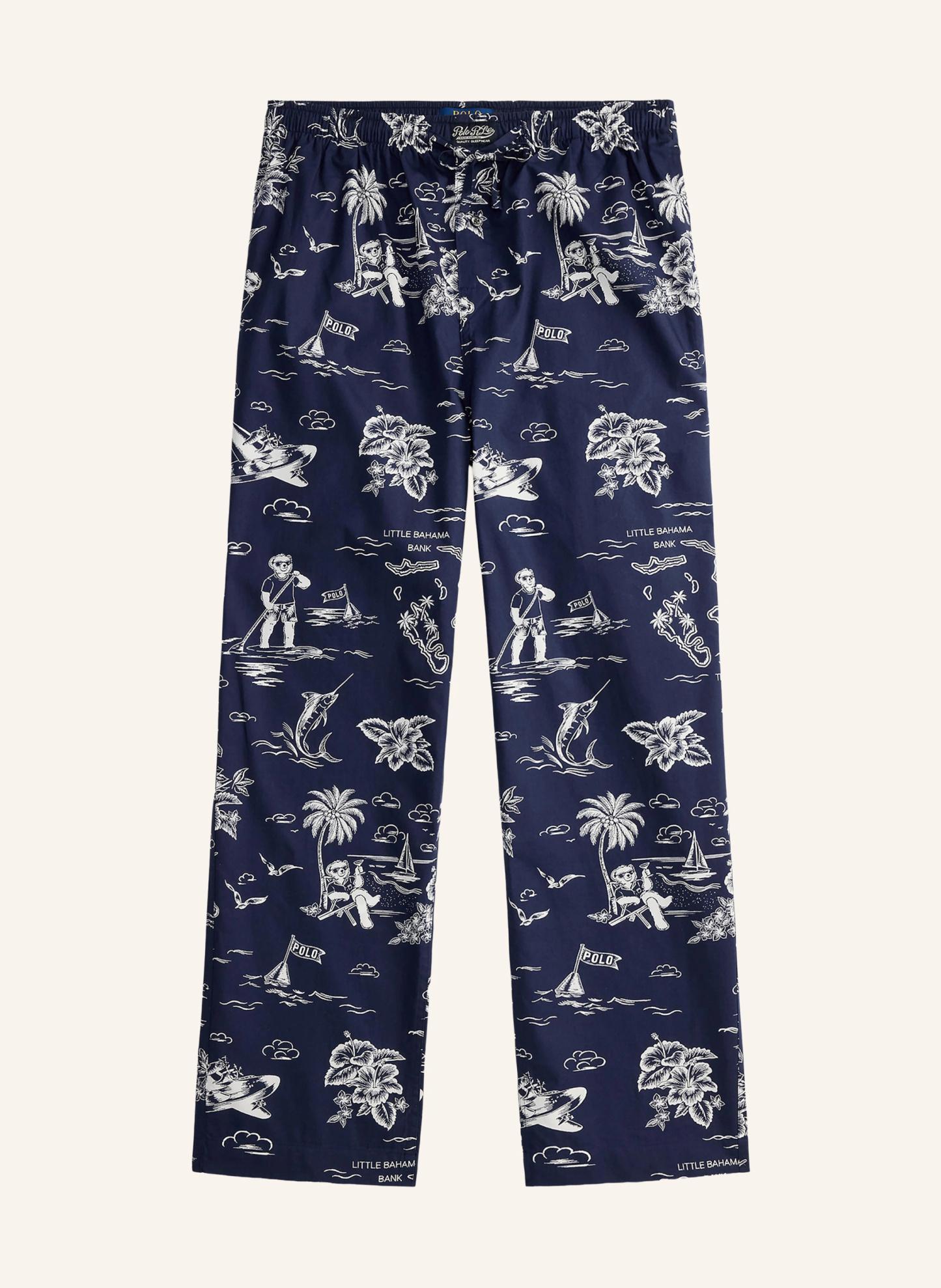 POLO RALPH LAUREN Schlafhose – DUNKELBLAU / WEISS