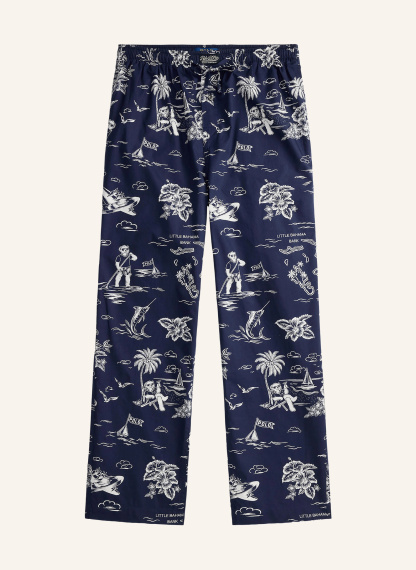 POLO RALPH LAUREN Schlafhose – DUNKELBLAU / WEISS