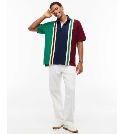 Tommy Hilfiger Men's American Icons Heritage Stripe Cotton Piqué Polo Shirt, Created for Macy's - Nouveau Green Heritage Stripe