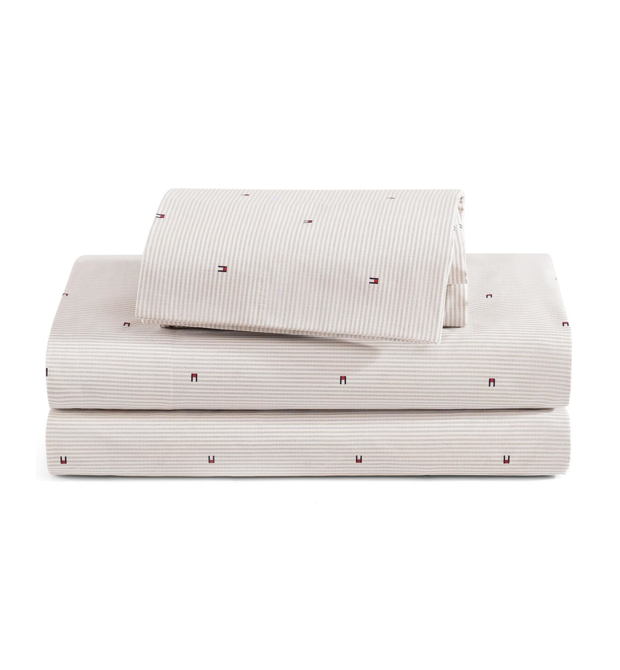 Tommy Hilfiger Ithaca Flag Stripe Cotton Percale Sheet Set - Medium Bei
