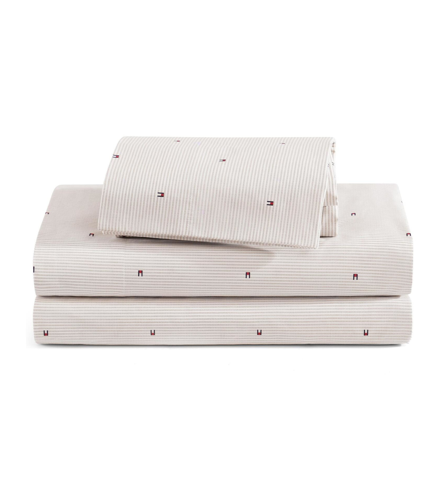 Tommy Hilfiger Ithaca Flag Stripe Cotton Percale Sheet Set - Medium Bei