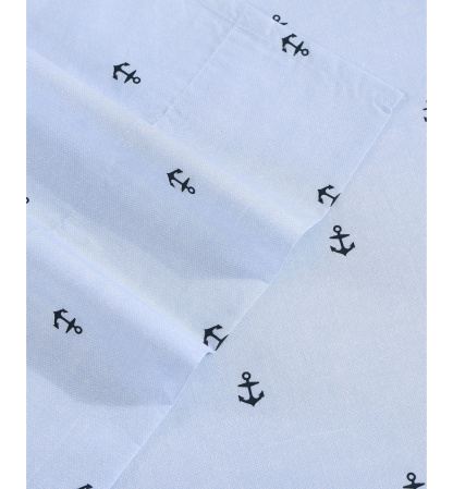 Tommy Hilfiger Printed 200-Thread Count Cotton Percale Sheet Set - Anchor, Flag Pale Blue