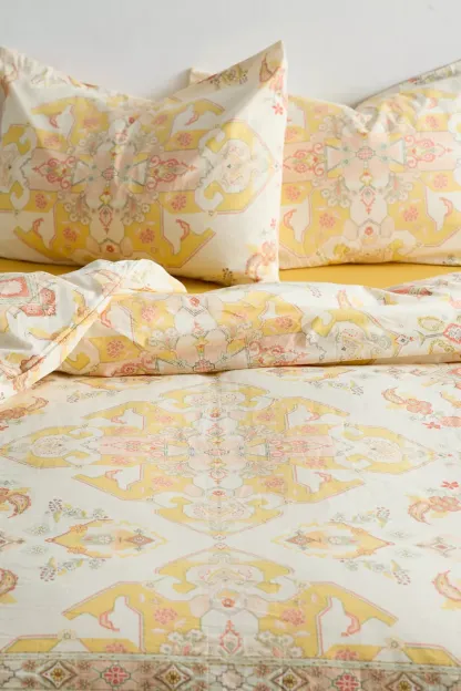 Acacia Medallion Rug Patterned Duvet Cover Set - Yellow Multi