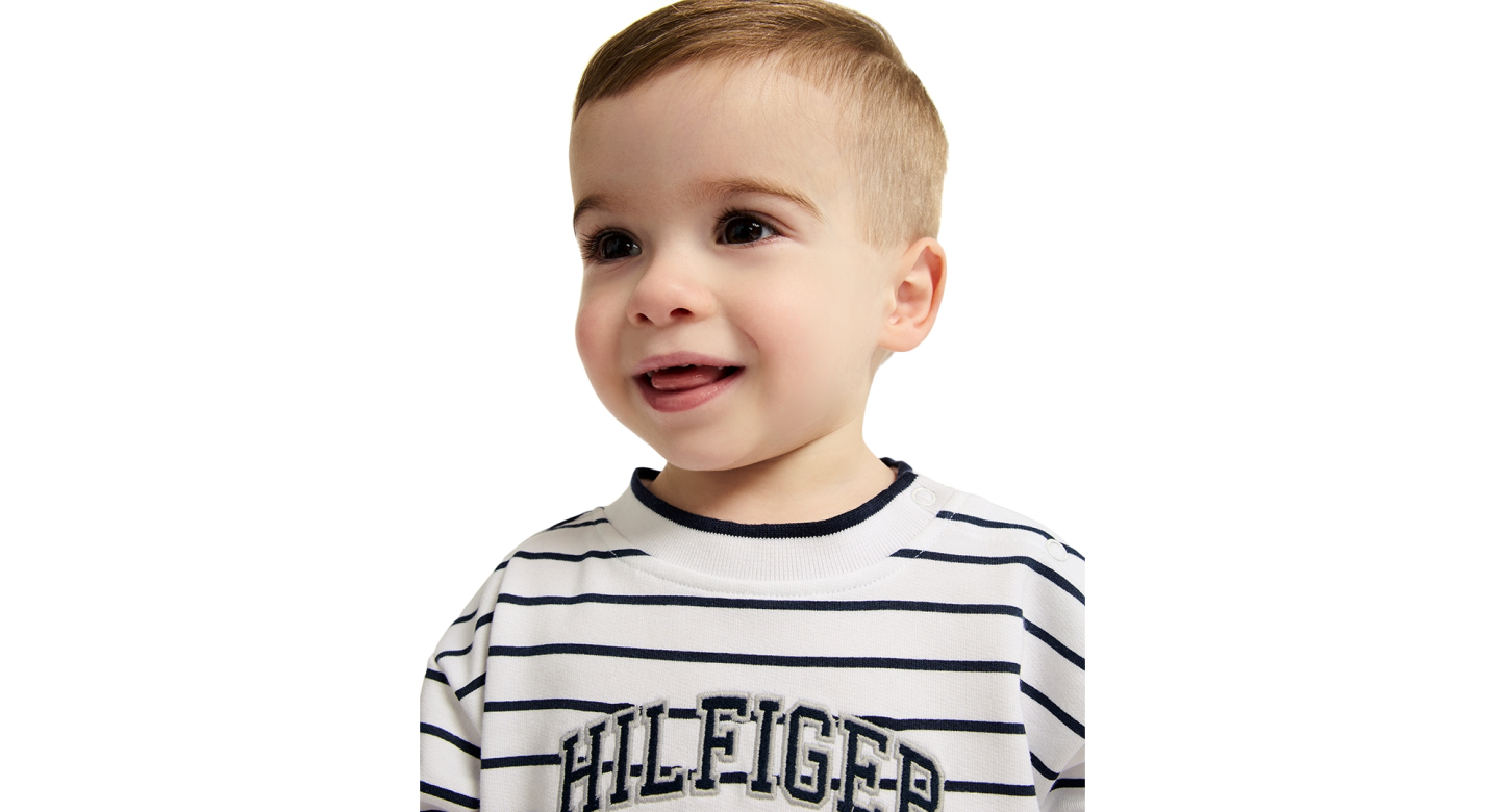 Tommy Hilfiger Baby Boys' Striped French Terry T-Shirt and Shorts, 2-Piece Set - White