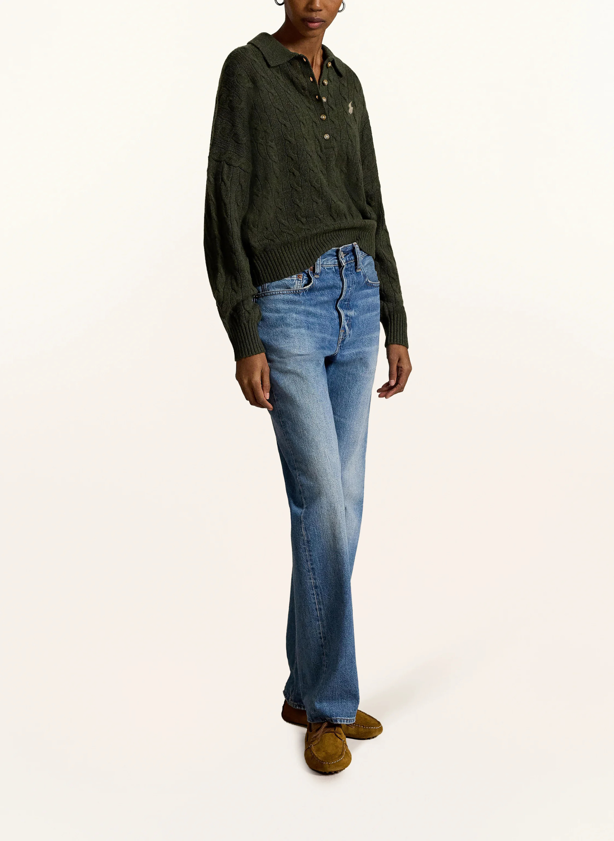 POLO RALPH LAUREN Strick-Poloshirt – DUNKELGRÜN