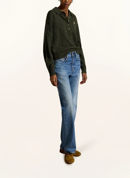 POLO RALPH LAUREN Strick-Poloshirt – DUNKELGRÜN