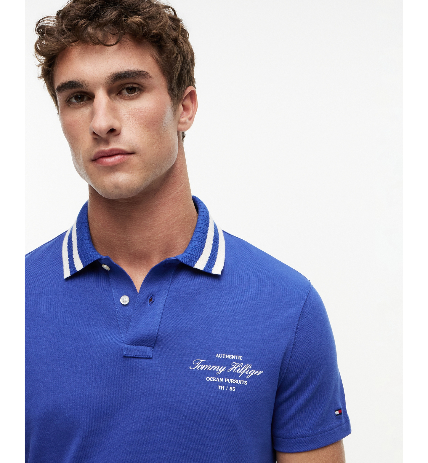 Tommy Hilfiger Herren-Polohemd mit Logo auf der linken Brust – Pigment Blue
