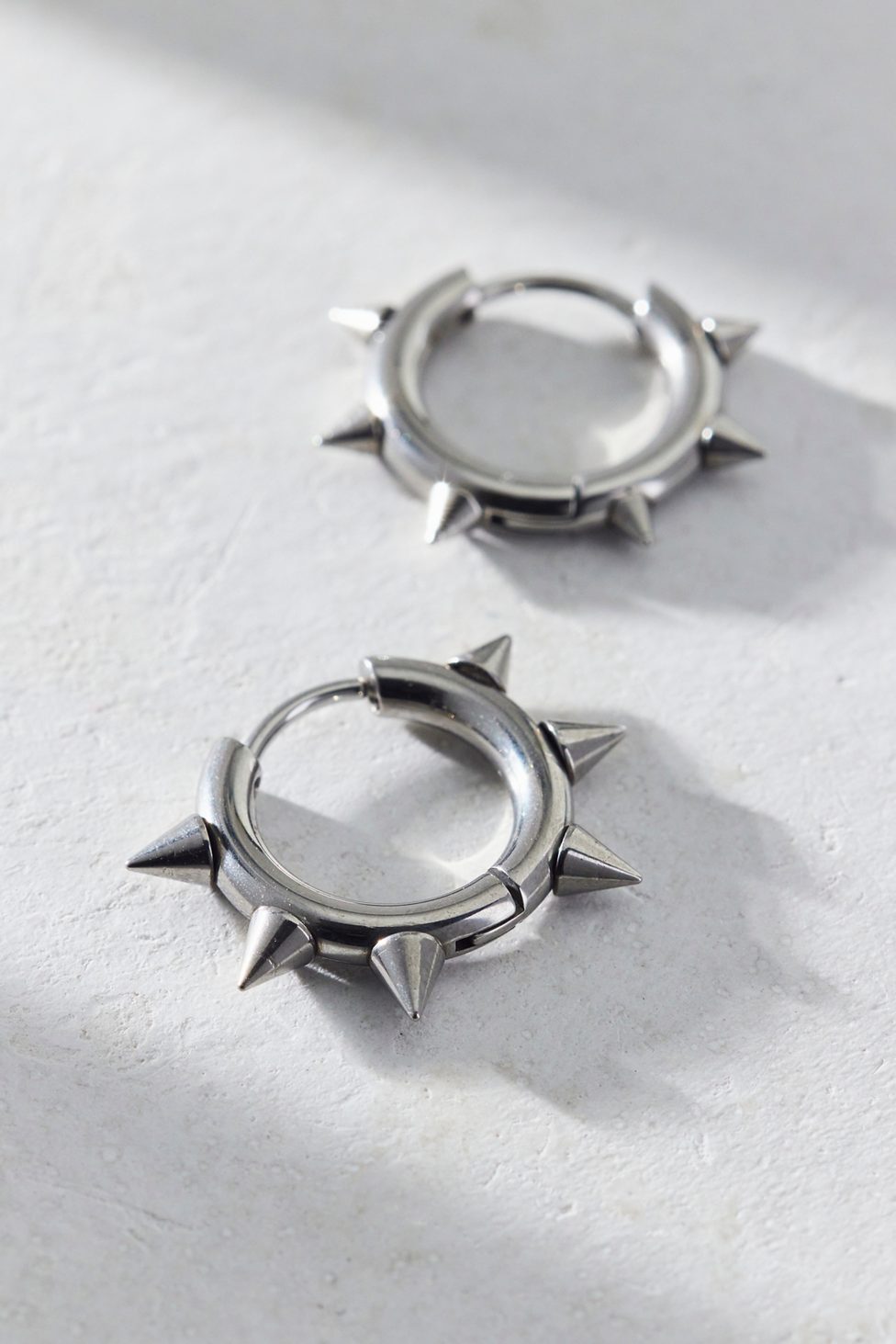Spike Waterproof Huggie Hoop Earring - Silver