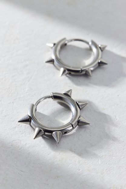 Spike Waterproof Huggie Hoop Earring - Silver