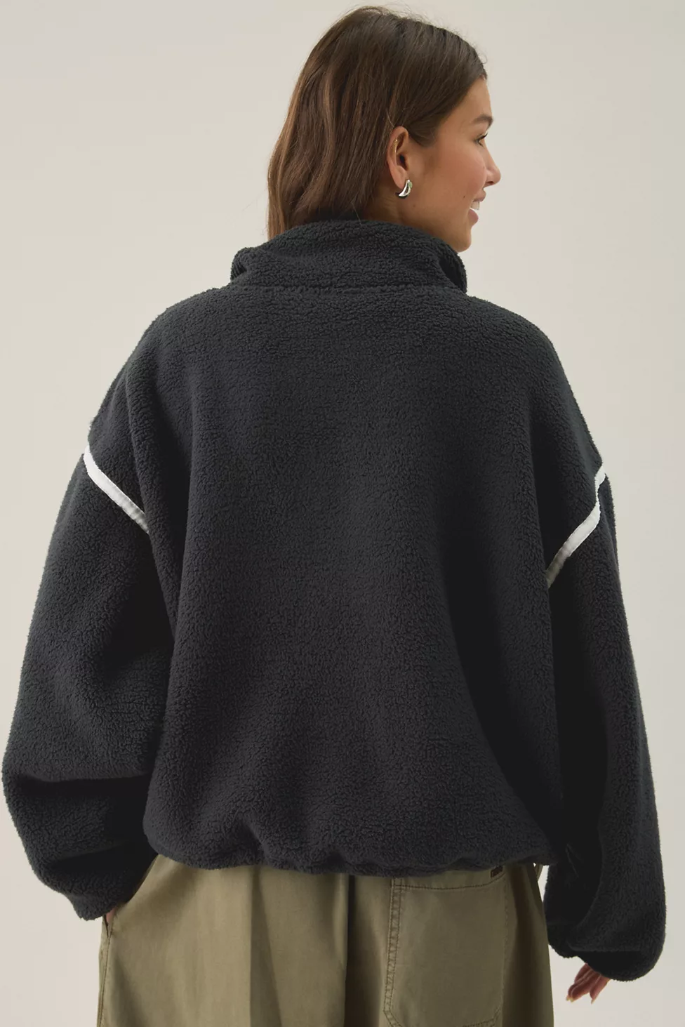 Out From Under Pretty Plush Fleece Quarter Zip Pullover - Charcoal