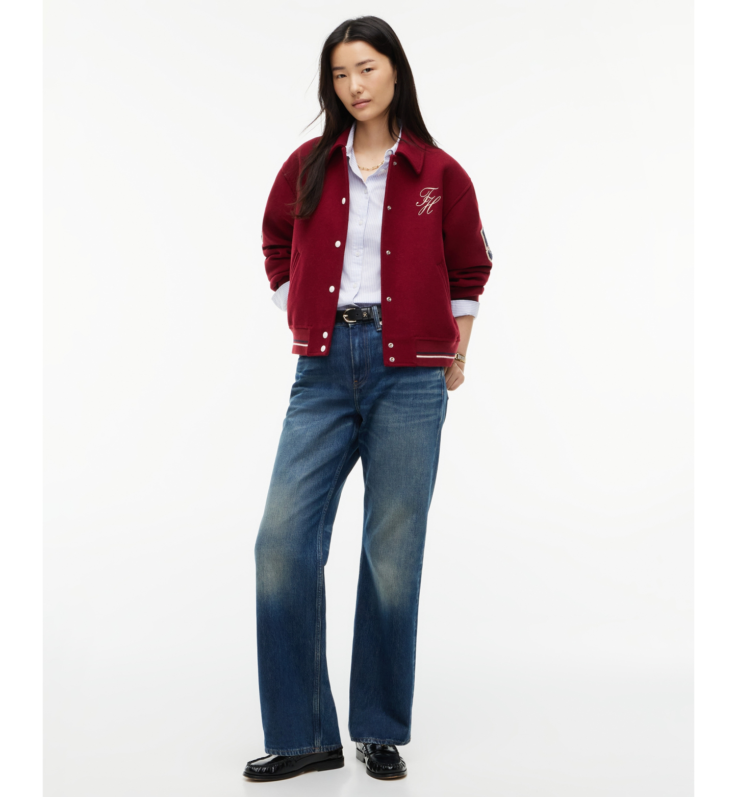 Tommy Hilfiger Women's Varsity Bomber Lightweight Jacket - Dark Magma