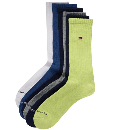 Tommy Hilfiger Men's Cushion Sole Sports Crew Socks, 6-Pack - Navy/Green/Black/Gray
