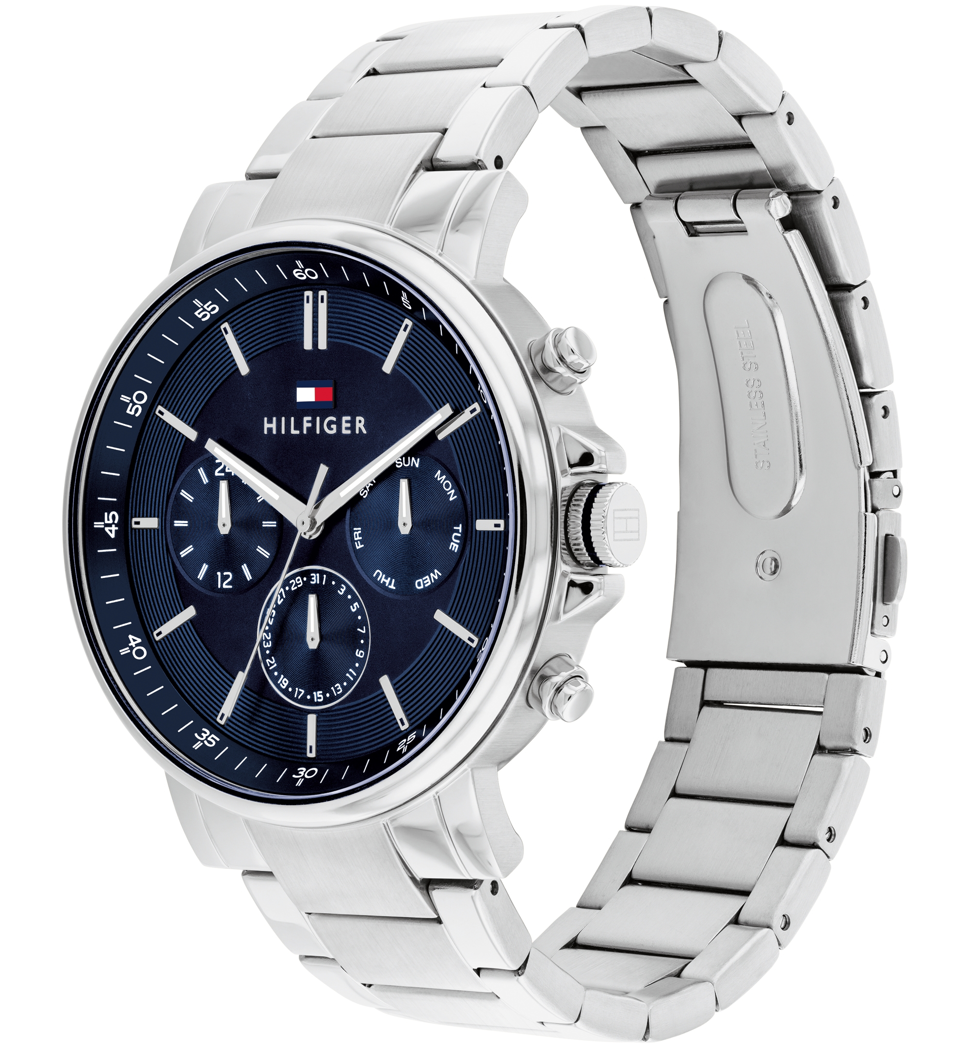 Tommy Hilfiger Men's Multifunction Silver-Tone Stainless Steel Watch 43mm - Silver