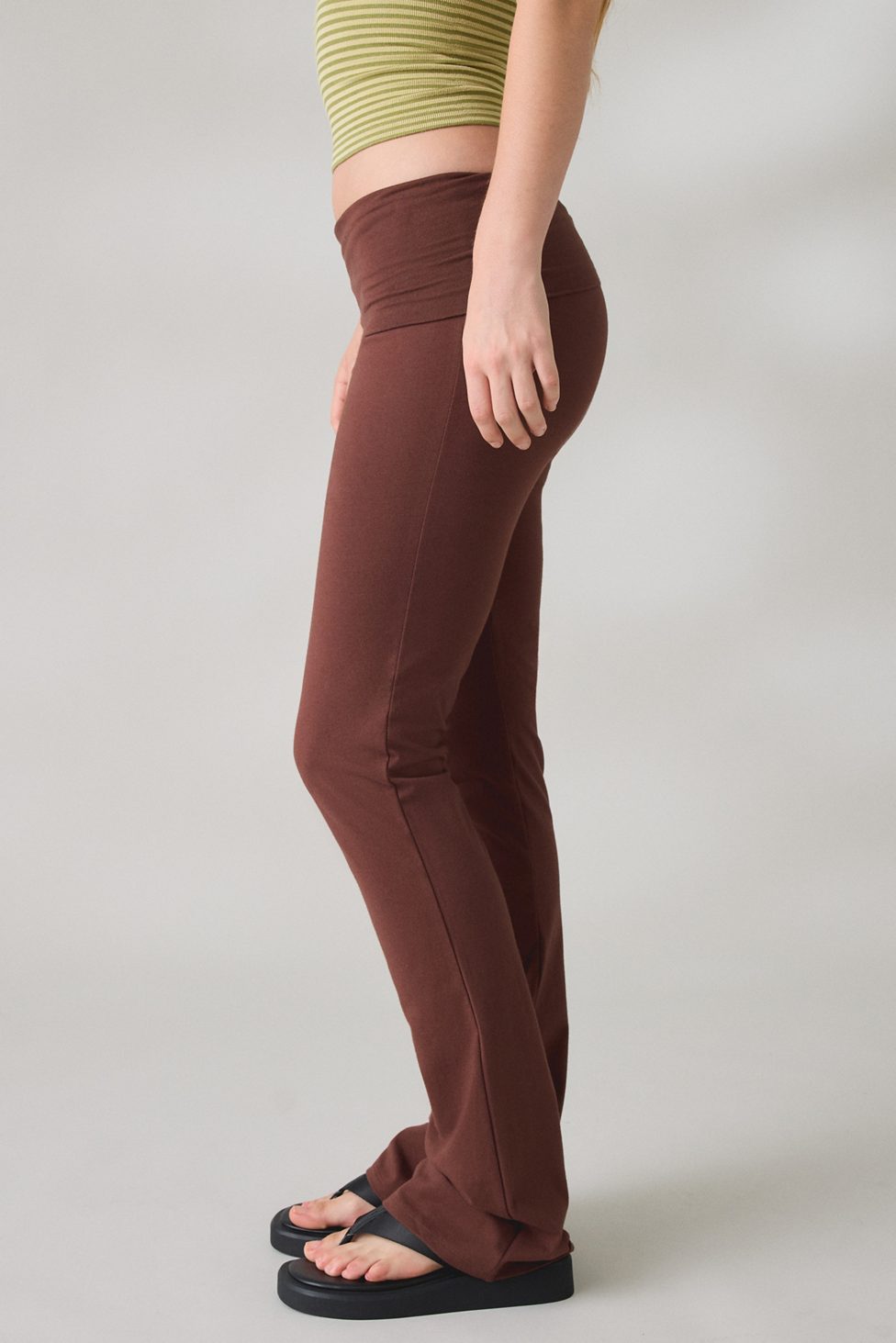 Out From Under Bec Foldover Slim Flare Pants - Chocolate