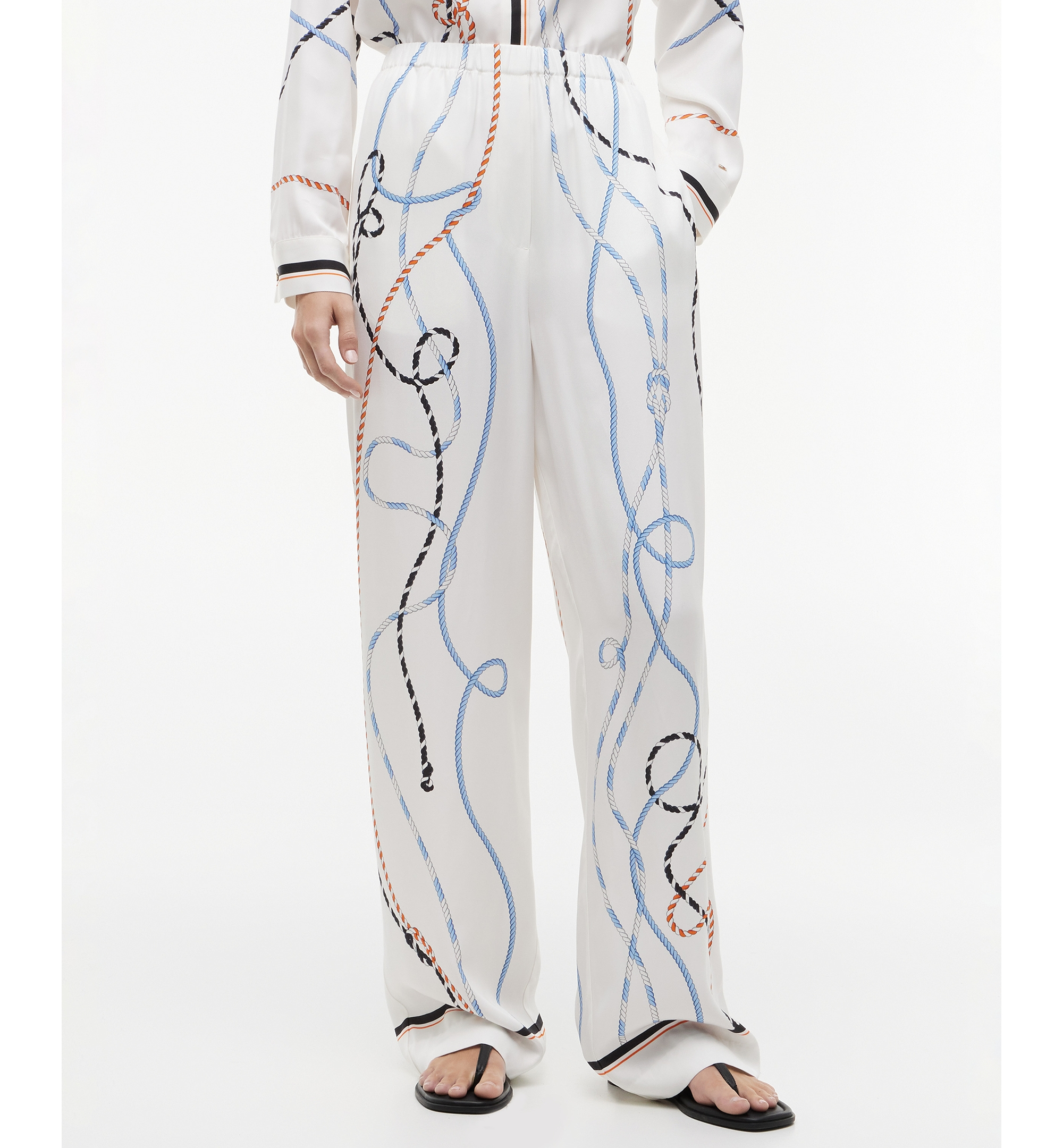 Tommy Hilfiger Women's Printed Wide-Leg Pants - Placed Multi Color Rope