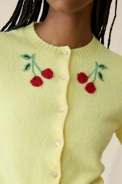 Kimchi Blue Rachel Cherry Land Short Sleeve Cardigan - Cherry Land