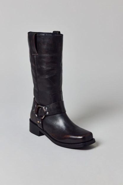 UO Moto Harness Boots - Black Distressed