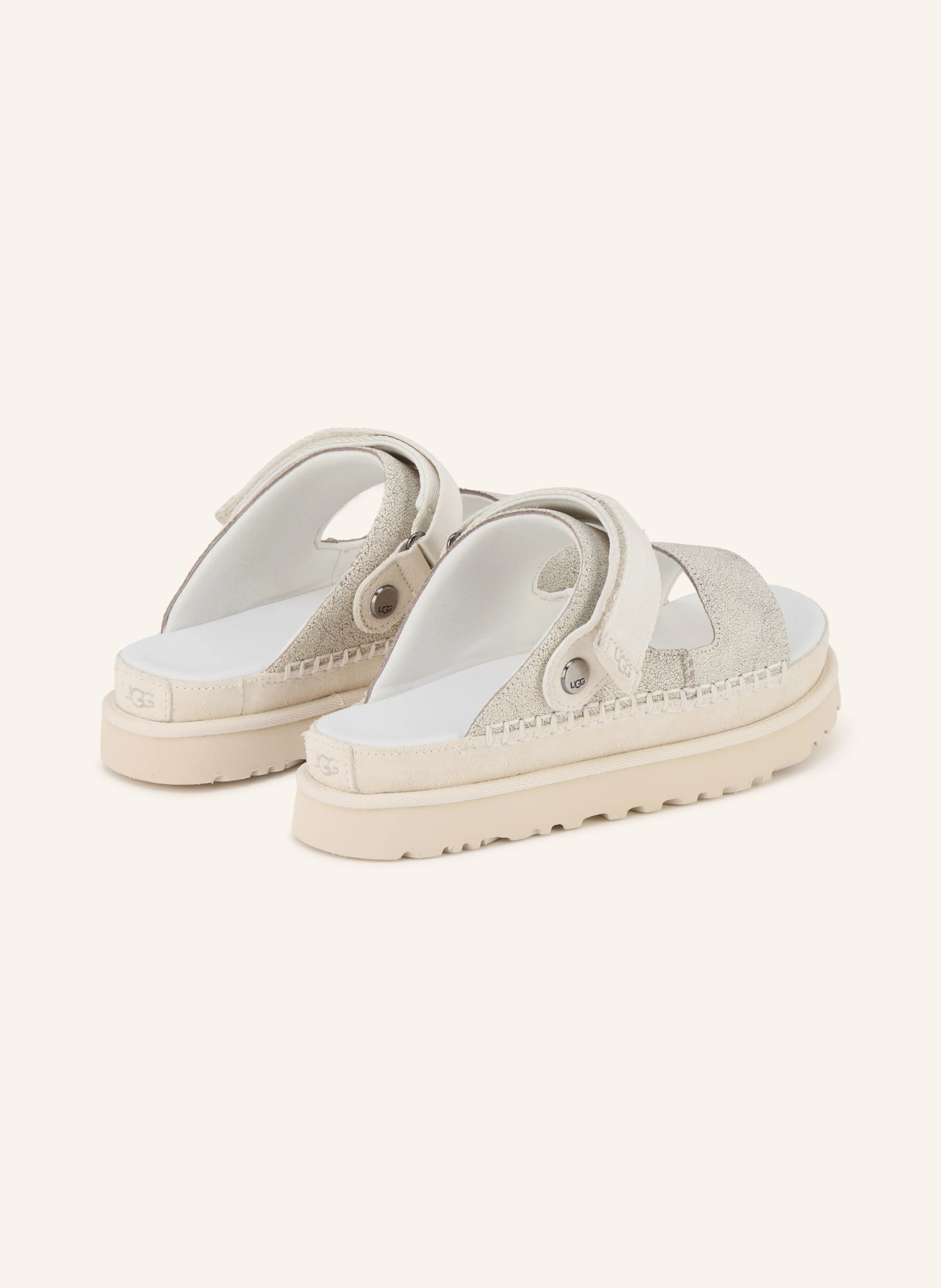 UGG Plateau-Pantoletten GOLDENSTAR CRACKLE GLIDE – WEISS / SILBER