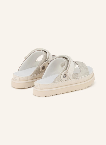UGG Plateau-Pantoletten GOLDENSTAR CRACKLE GLIDE – WEISS / SILBER