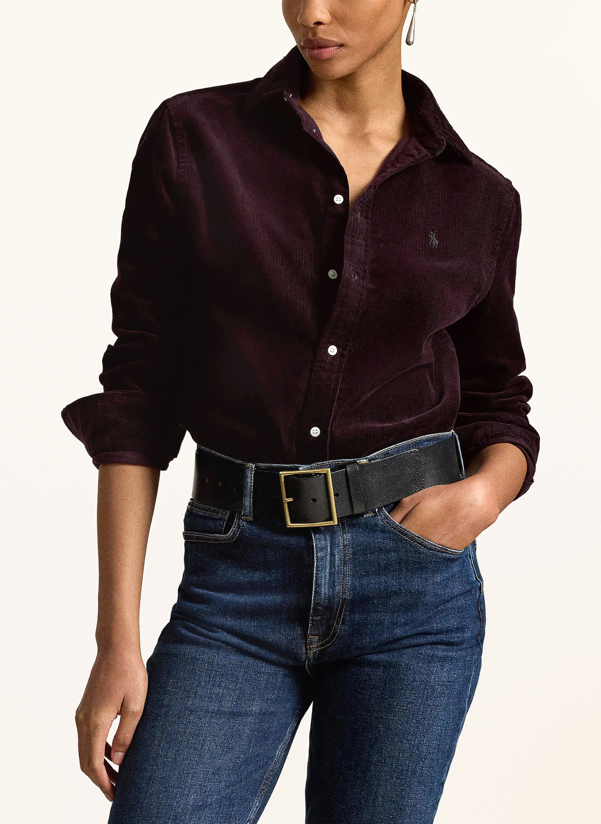 POLO RALPH LAUREN Hemdbluse aus Cord – DUNKELROT