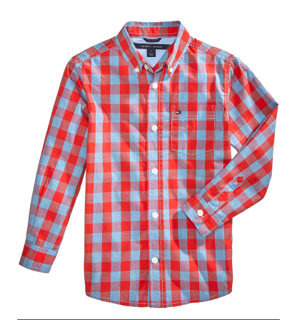 Tommy Hilfiger Boys' 8-20 Kirk Box-Plaid Button-Down Shirt - Fireside