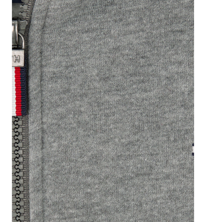 Tommy Hilfiger Boys' 8-20 Signature Full Zip Kangaroo-Pocket Cotton-Polyester Blend Zip Hoodie - Med Gray