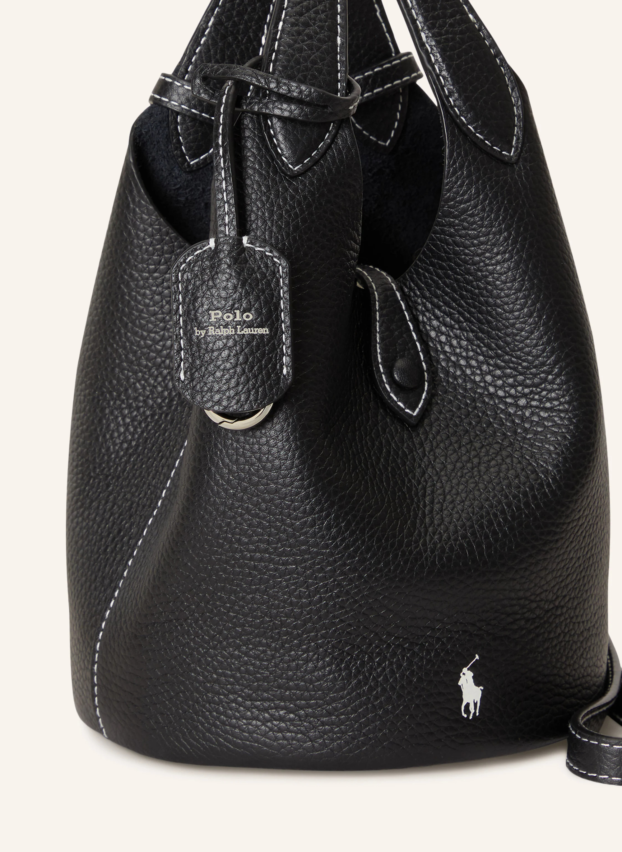 POLO RALPH LAUREN Beuteltasche PEBBLE-PLY – SCHWARZ / SILBER