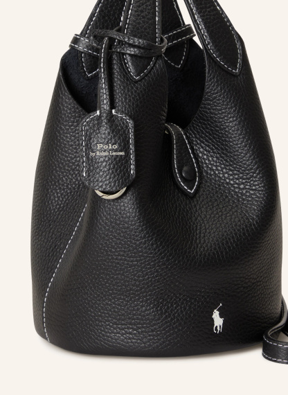 POLO RALPH LAUREN Beuteltasche PEBBLE-PLY – SCHWARZ / SILBER