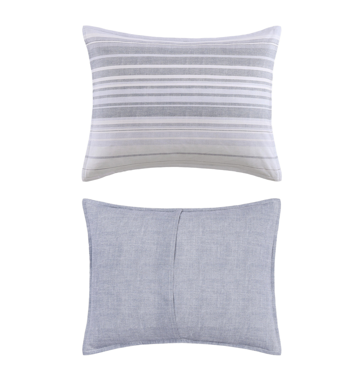 Tommy Hilfiger Bold Stripe Textured Cotton Duvet Cover Set - White, Soft Gray