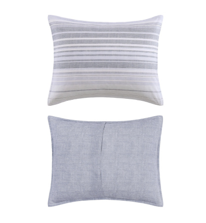 Tommy Hilfiger Bold Stripe Textured Cotton Duvet Cover Set - White, Soft Gray