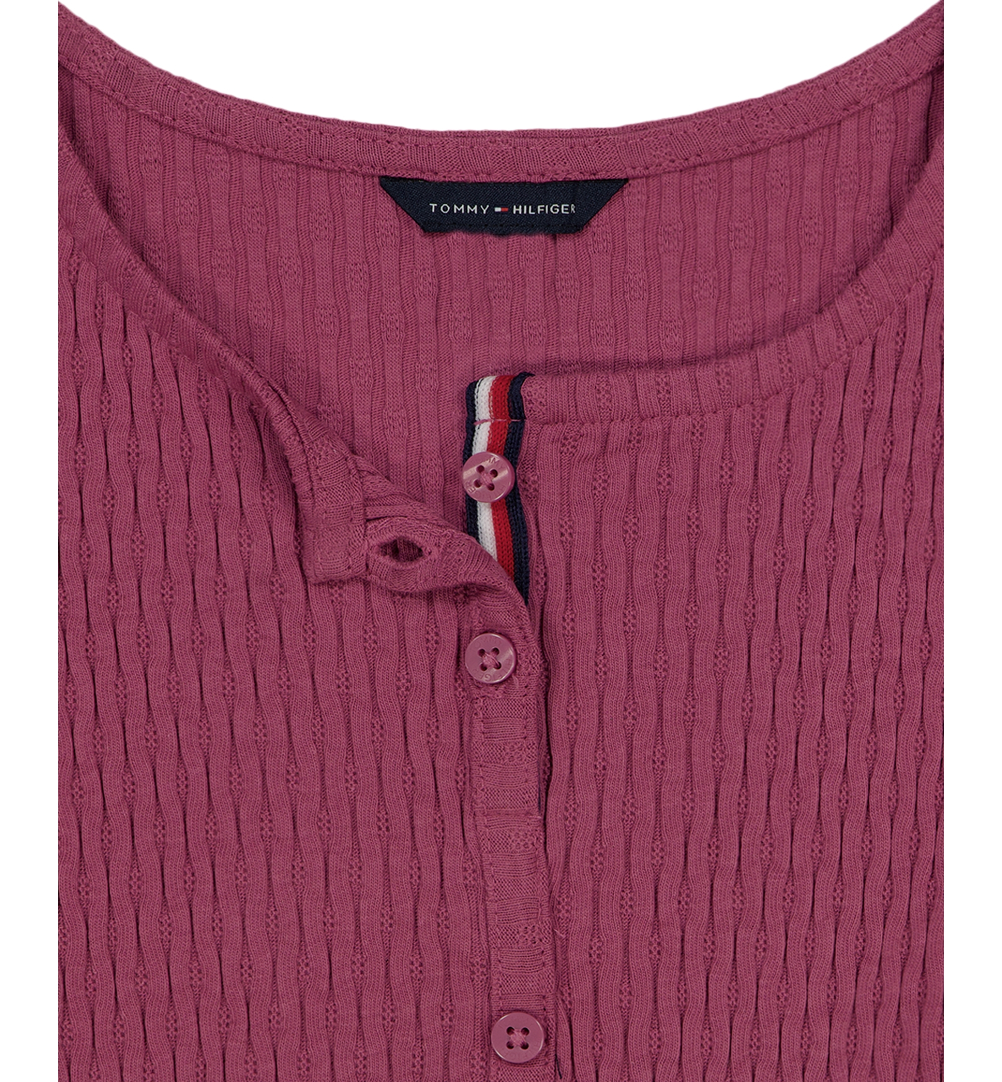 Tommy Hilfiger Girls' 7-16 Pointelle Rib Short-Sleeve Top - Blueberry