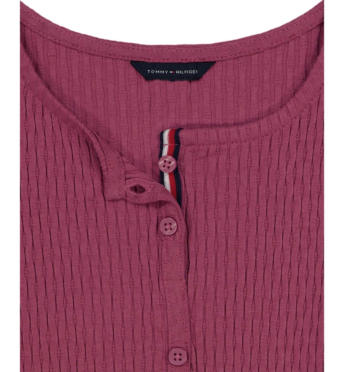 Tommy Hilfiger Girls' 7-16 Pointelle Rib Short-Sleeve Top - Blueberry