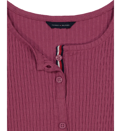 Tommy Hilfiger Girls' 7-16 Pointelle Rib Short-Sleeve Top - Blueberry
