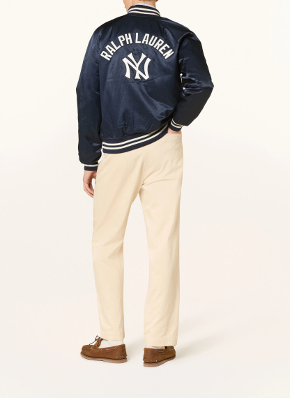 POLO RALPH LAUREN College-Jacke aus Satin – DUNKELBLAU / WEISS