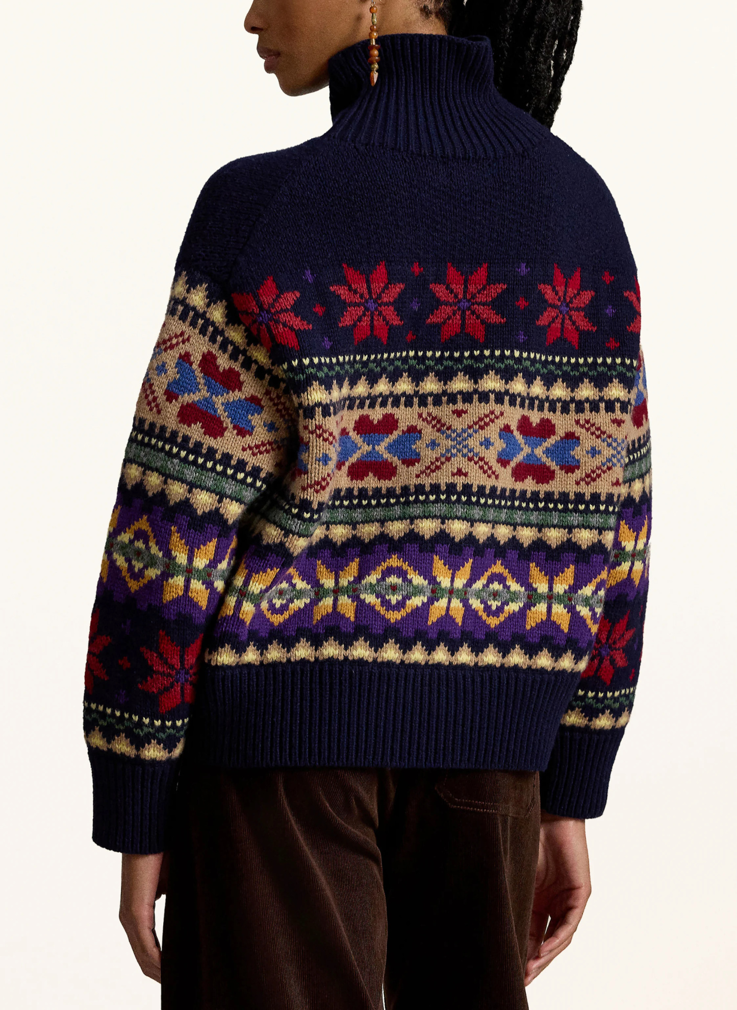 POLO RALPH LAUREN Rollkragenpullover – DUNKELBLAU / BEIGE / DUNKELROT