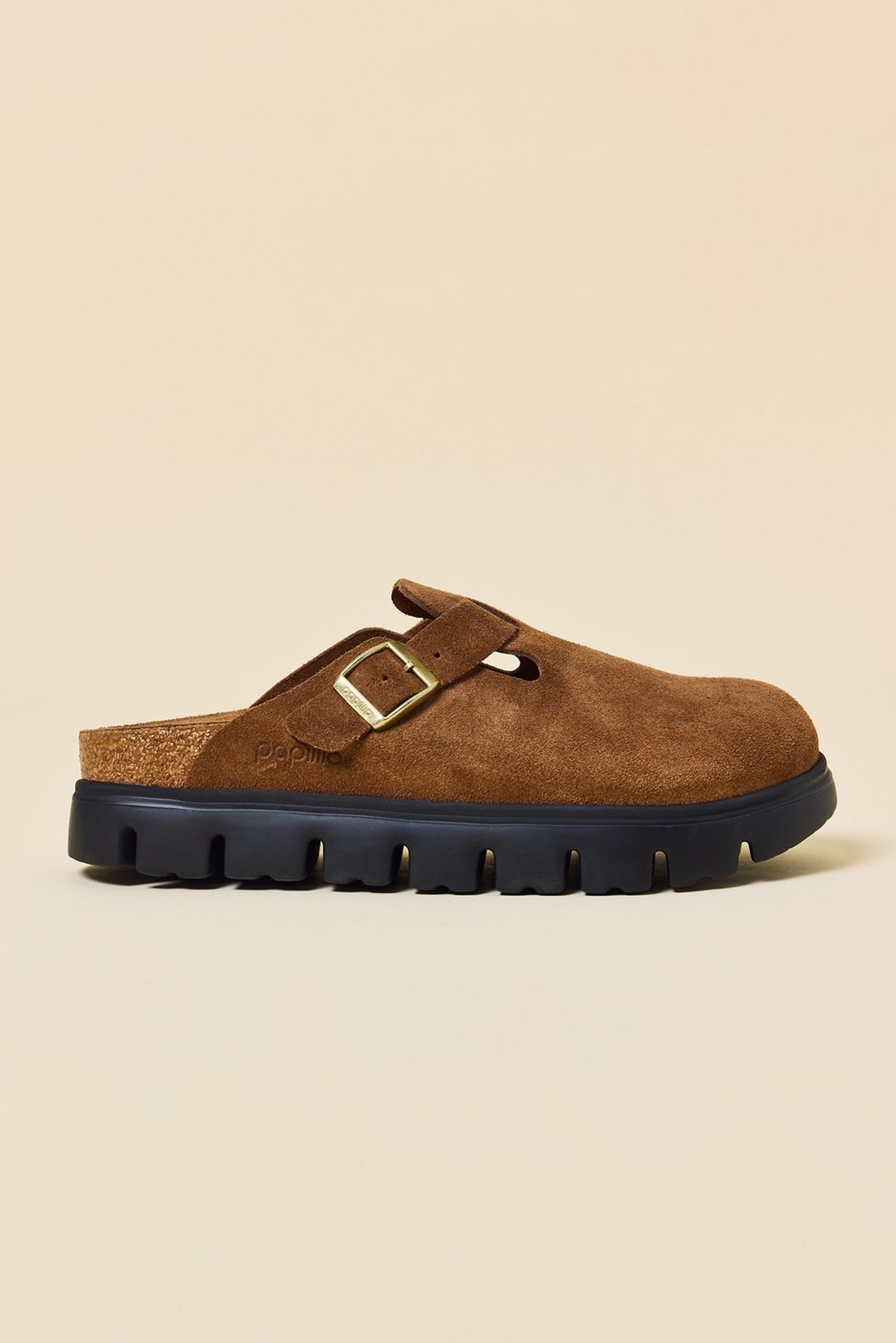 Birkenstock Women's Boston Chunky Suede Clogs - Dark Tea/ Black