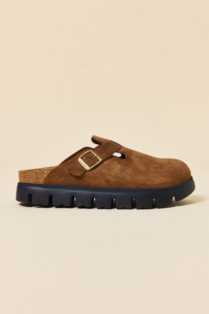 Birkenstock Women's Boston Chunky Suede Clogs - Dark Tea/ Black