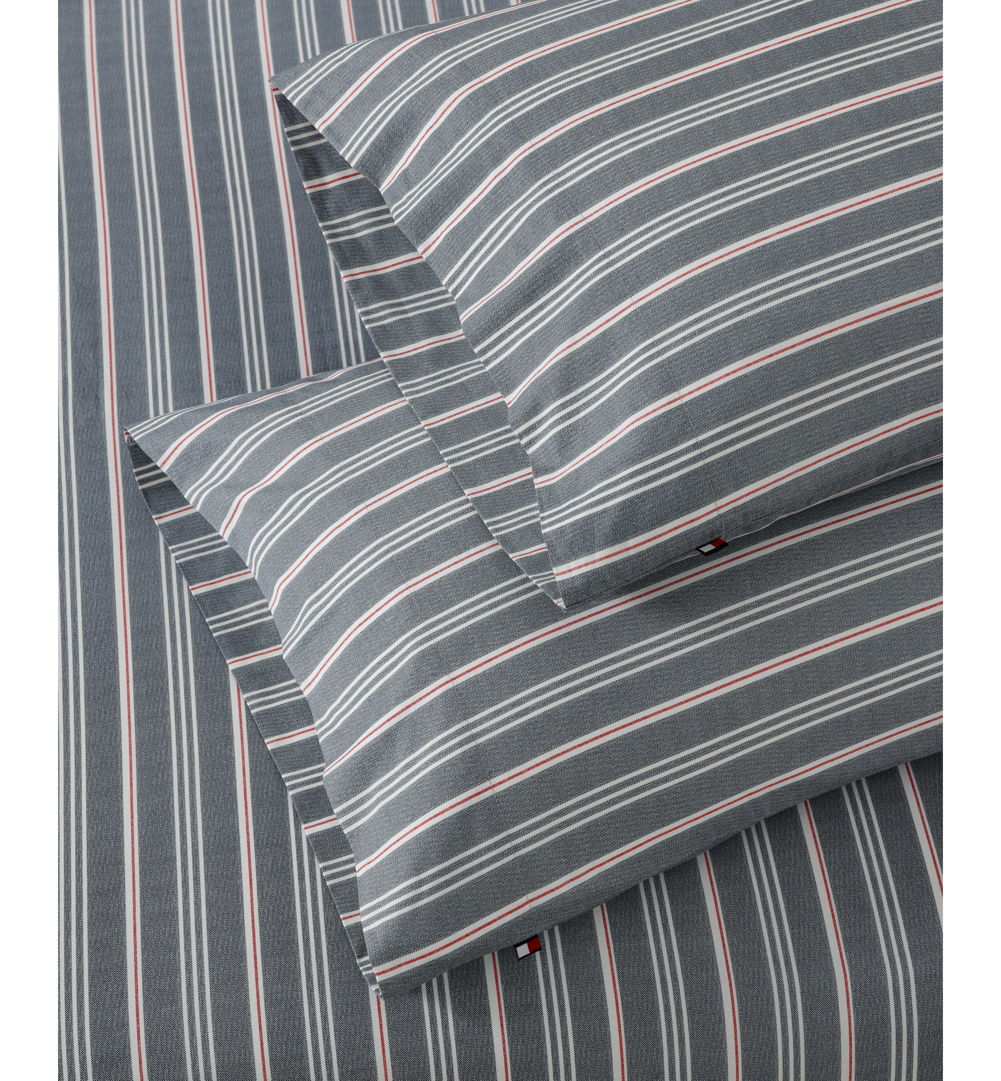 Tommy Hilfiger Printed 200-Thread Count Cotton Percale Sheet Set - Sullivan Stripe Gray