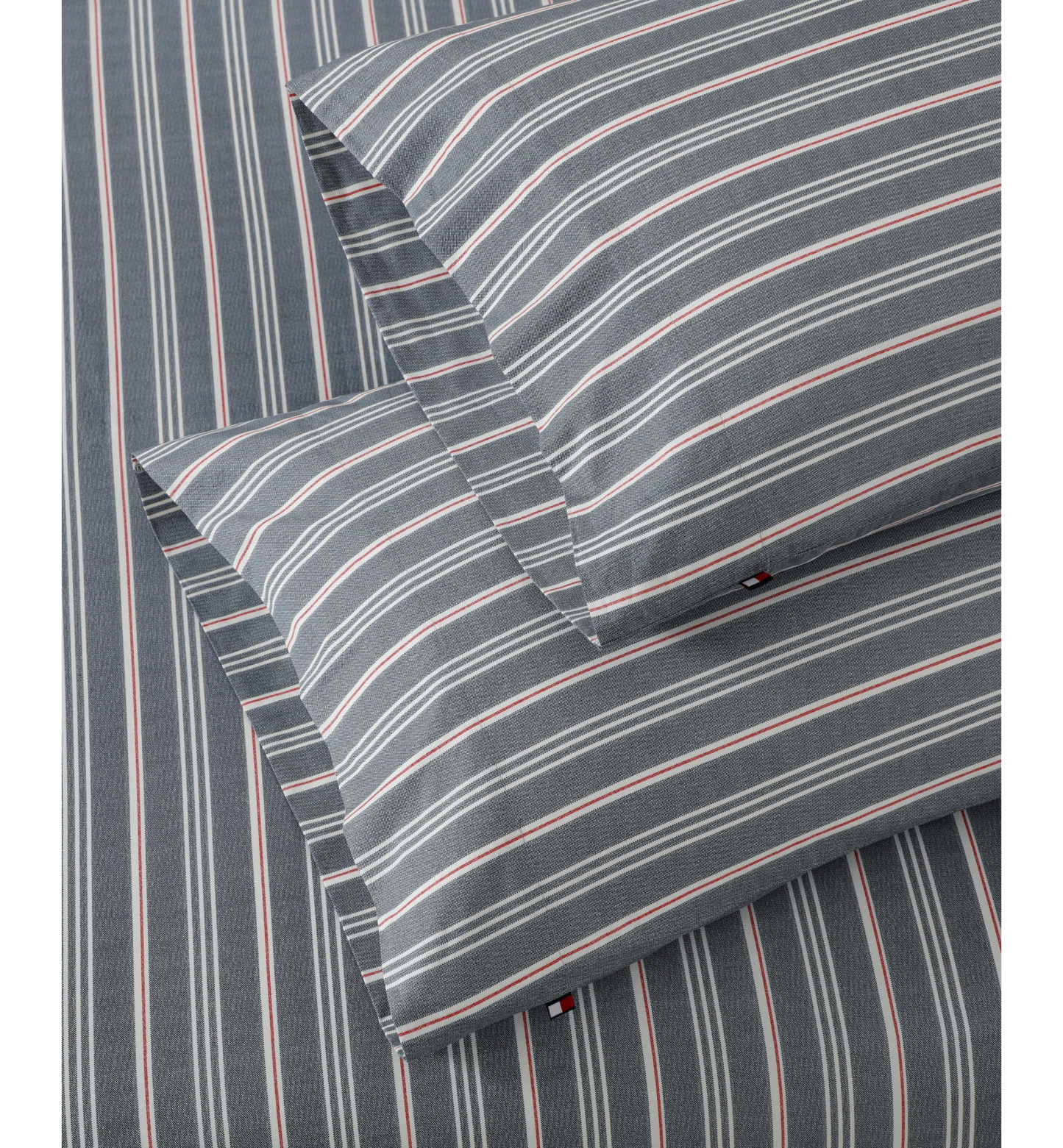 Tommy Hilfiger Printed 200-Thread Count Cotton Percale Sheet Set - Sullivan Stripe Gray