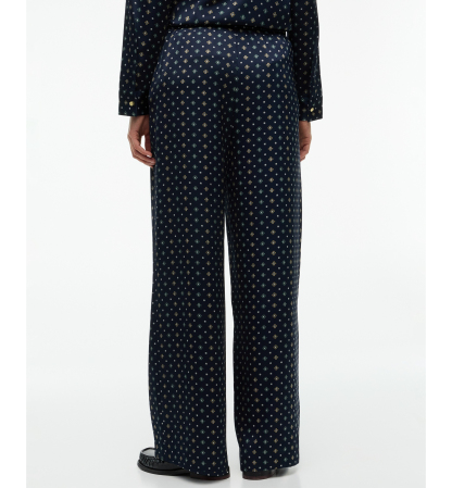 Tommy Hilfiger Women's Fluid Pull On Wide-Leg Satin Pants - Degrade Foulard Dark Blue