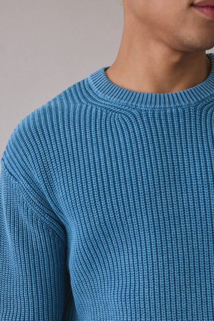 UO Acid Wash Crew Neck Sweater - Blue