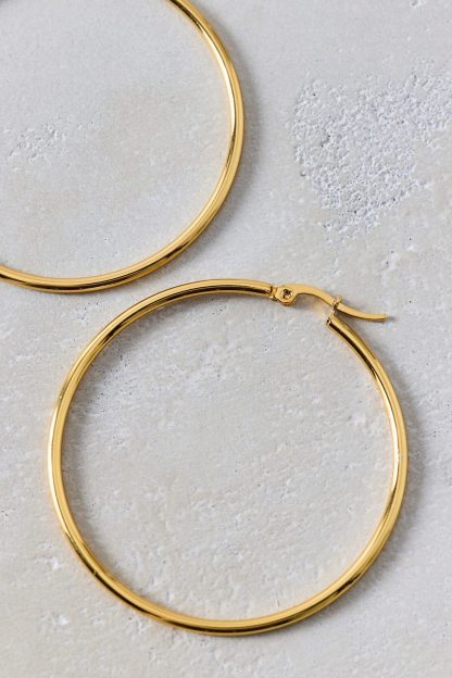 City Girl Waterproof Medium Hoop Earrings - Gold