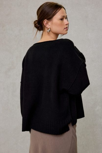 Out From Under So Soft Oversized Off-The-Shoulder Sweater - Black