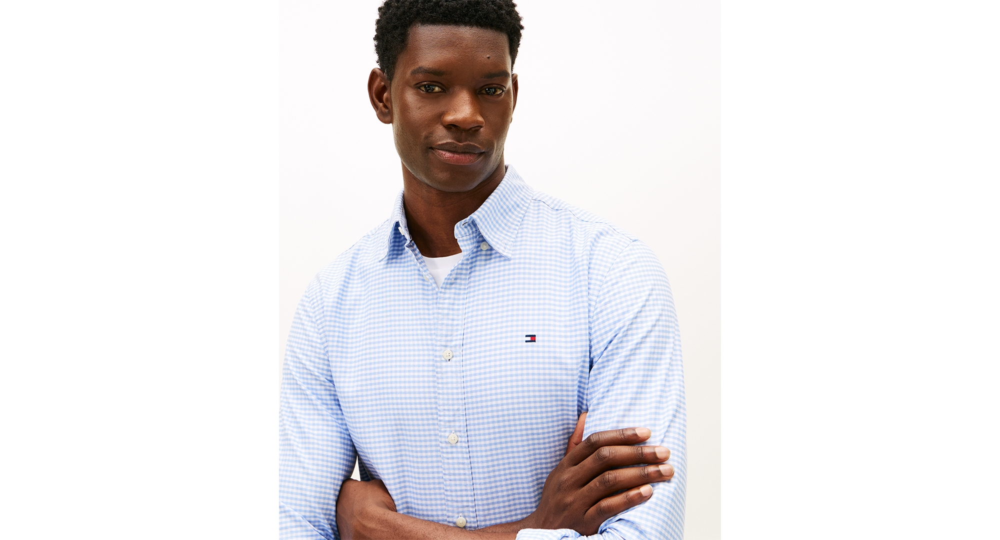 Tommy Hilfiger Men's Heritage Oxford Long-Sleeve Gingham Shirt - Cloudy Blue/Check