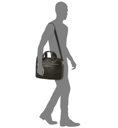Tommy Hilfiger Men's Pebble Faux-Leather Leo Briefcase - Black