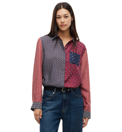 Tommy Hilfiger Women's American Icons Patchwork Long-Sleeve Shirt, Macy's Exclusive - Patchwork Print