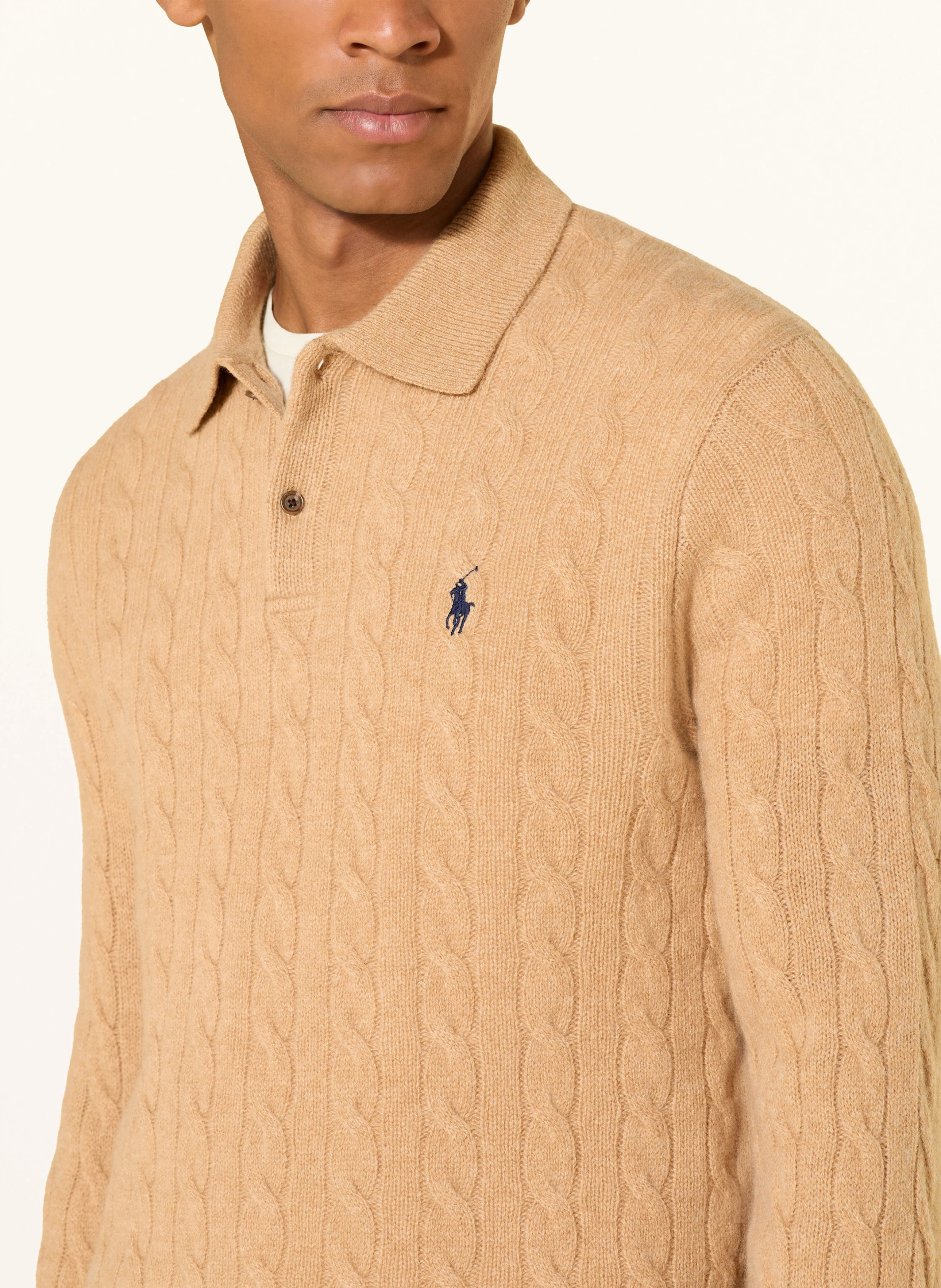 POLO RALPH LAUREN Strick-Poloshirt – CAMEL