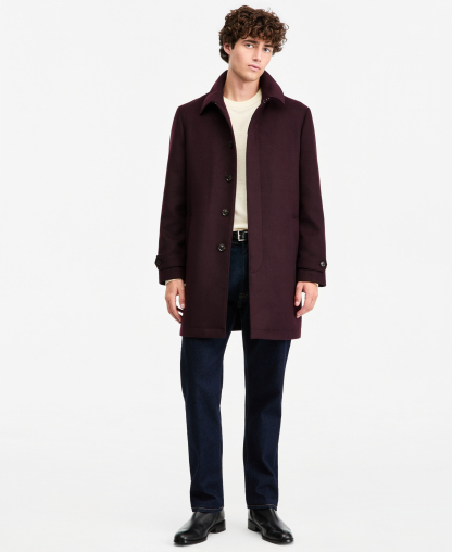 Tommy Hilfiger Men Modern Fit Car Coat - Burgundy